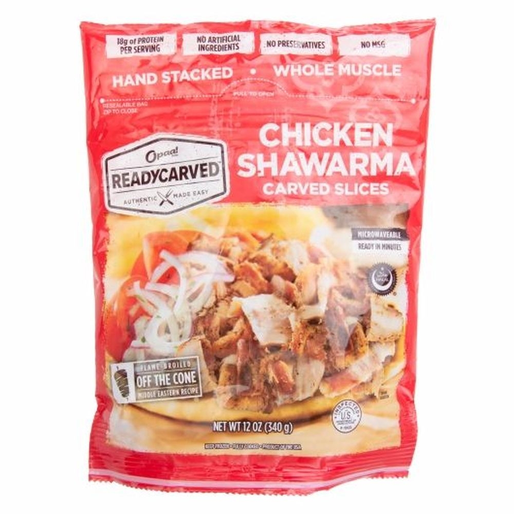 Opaa Halal Chicken Shawarma Carved Slices, 8 count