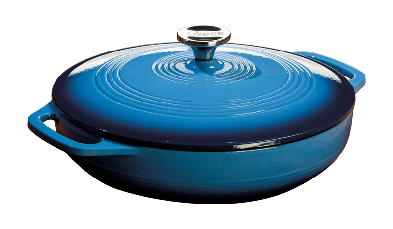 Lodge Blue Enamel Casserole, 3.6 Quart.