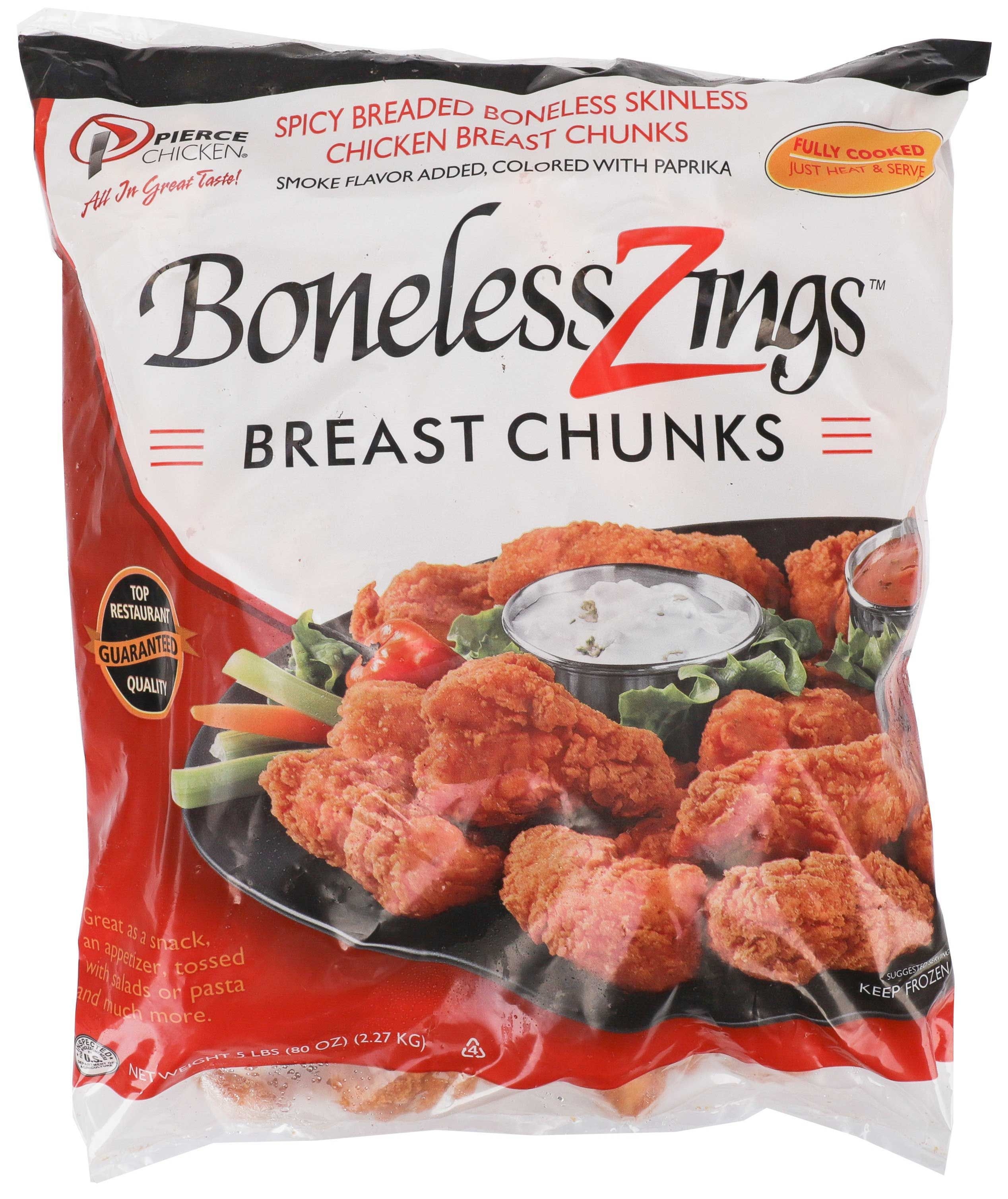 Pierce Chicken Boneless Zings Breast  Chunks, 5 Pound -- 2 per case