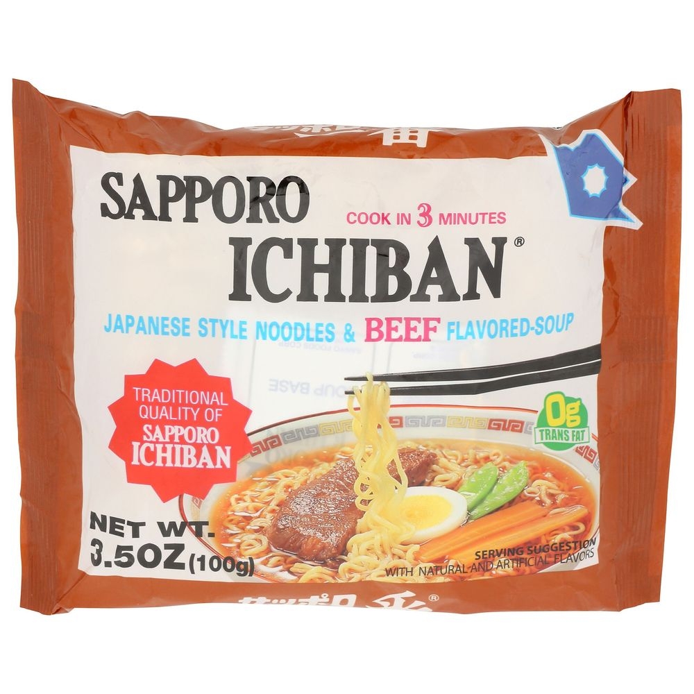 Sapporo Ichiban Beef Flavor Noodles, 3.5 Ounce -- 24 per case