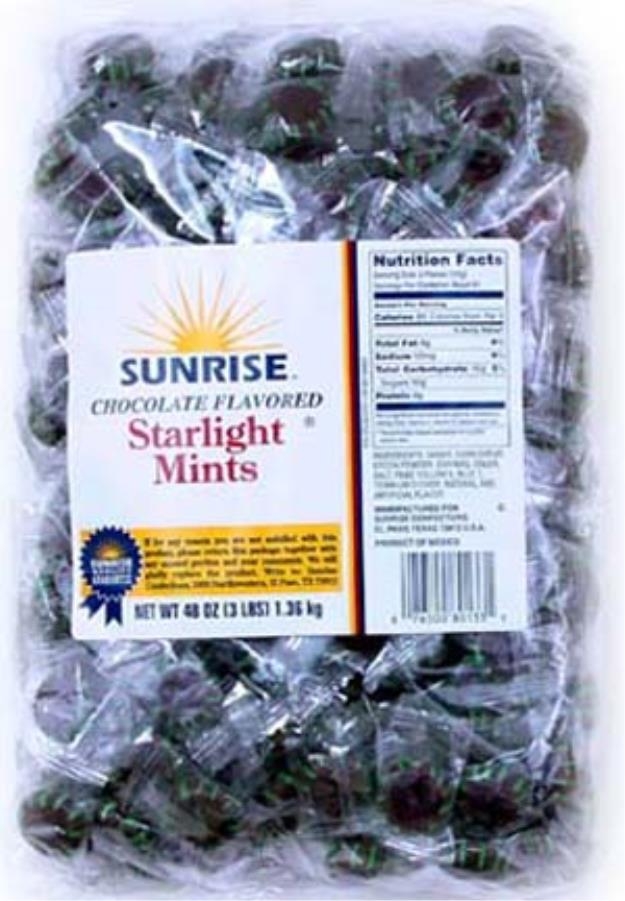Sunrise Chocolate Flavored Starlight Mints - 3 lb. bag, 8 per case