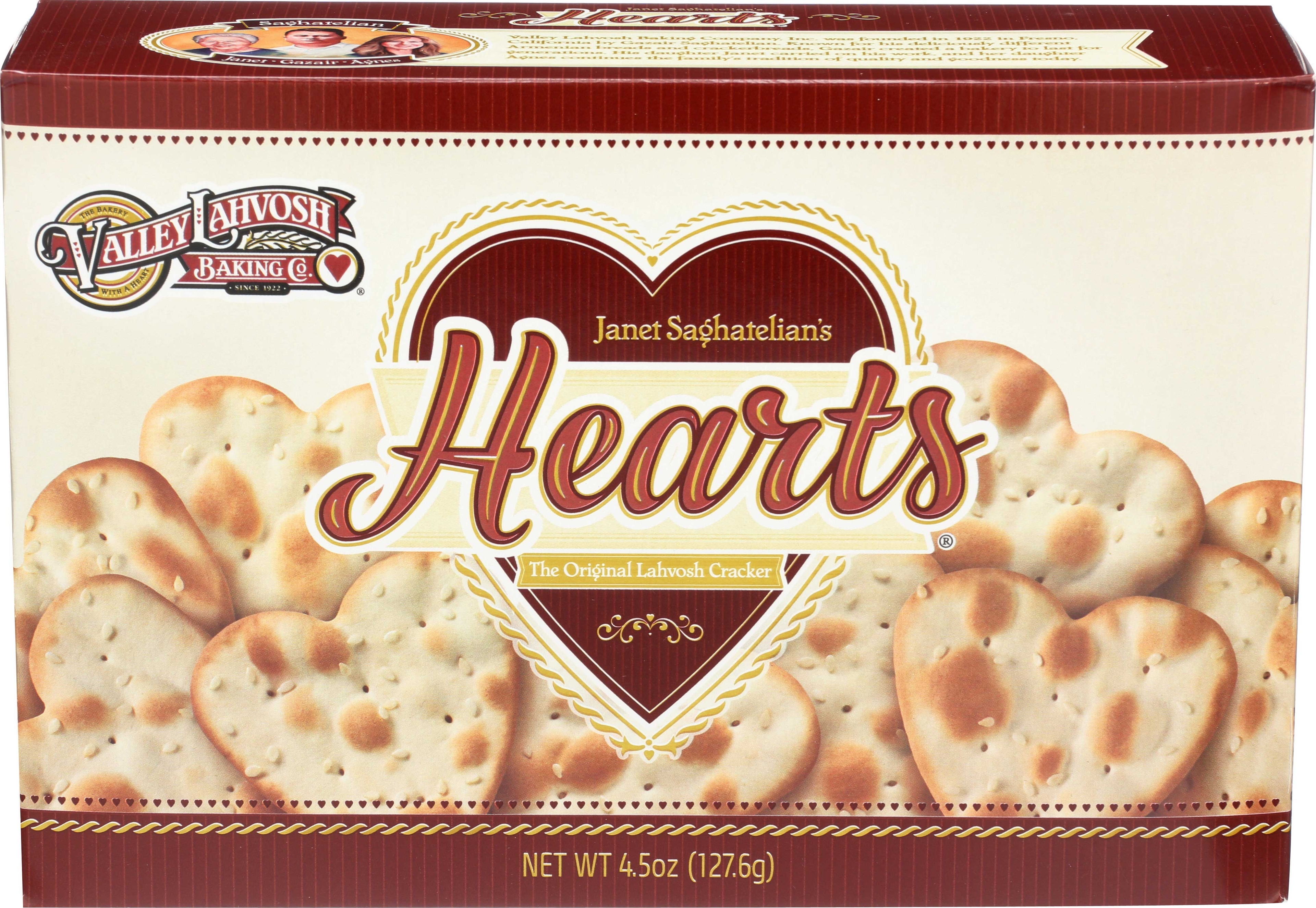 Valley Lahvosh Original Heart Shape Crackerbread, 4.5 Ounce -- 12 per case.