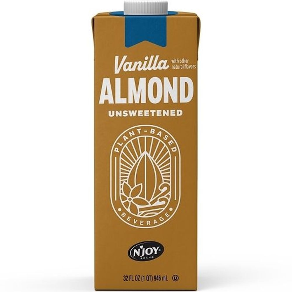 N'joy Unsweetened Vanilla Almond Milk, 32 Ounce -- 12 per case