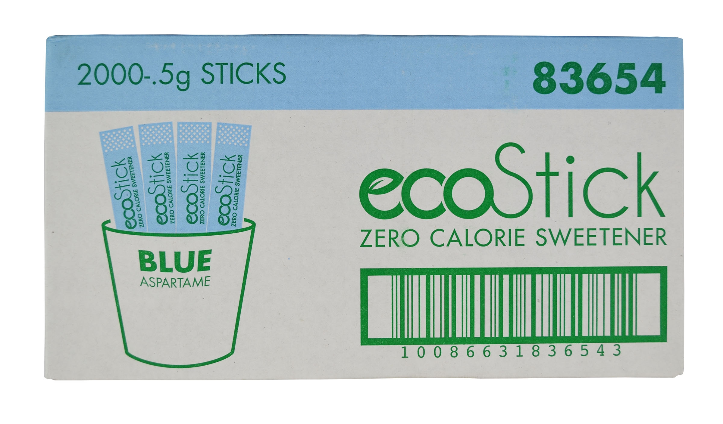 Ecostick Blue Aspartame Sugar Substitute, 0.5 Gram Packet -- 2000 per case.