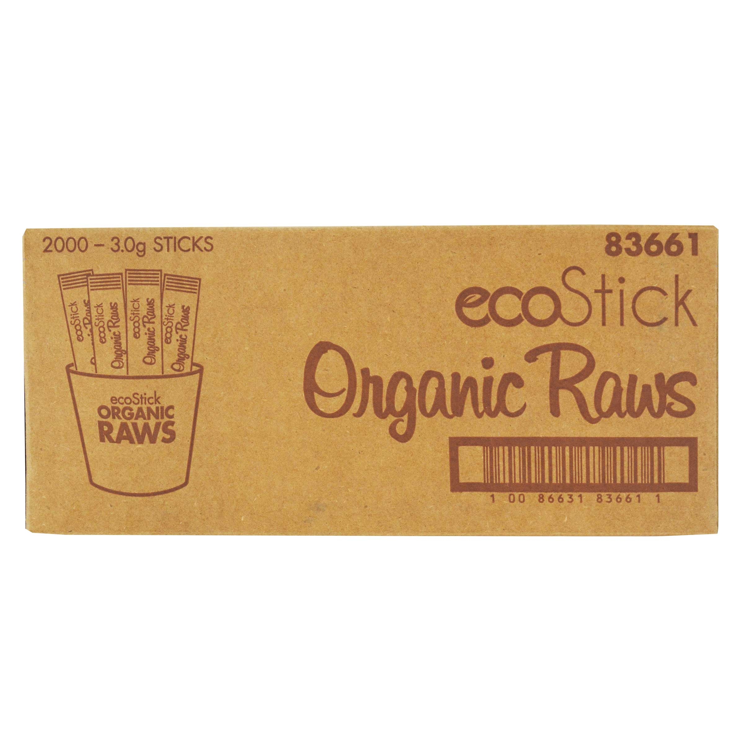 Ecostick Single Serve Turbinado Sticks, 3 Gram -- 2000 per case.