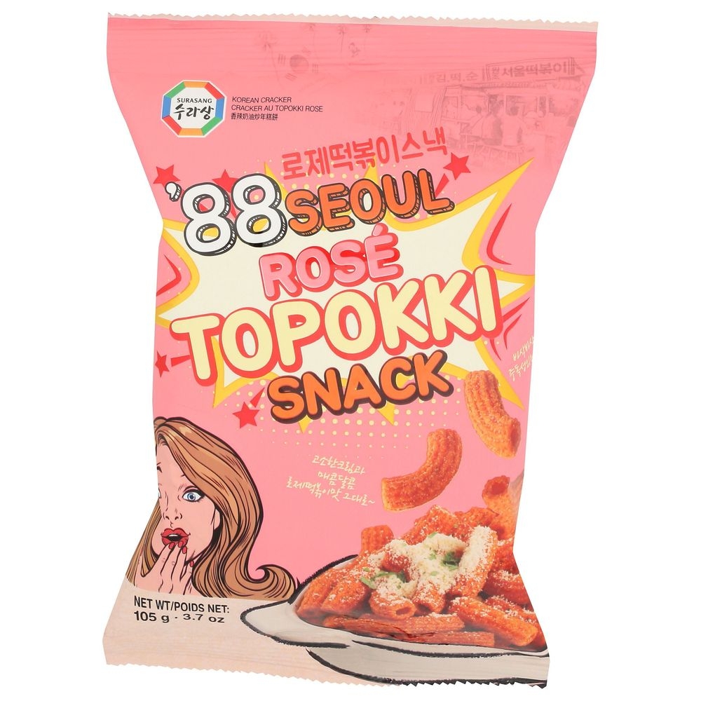 Surasang 88 Seoul Rose Topokki Snack, 3.7 Ounce -- 16 per case
