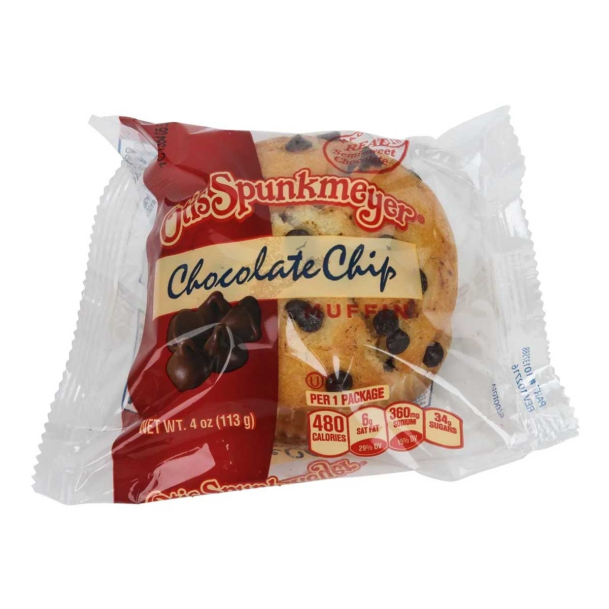 Otis Spunkmeyer Delicious Essentials Chocolate Chip Muffin, 4 Ounce -- 24 per case.