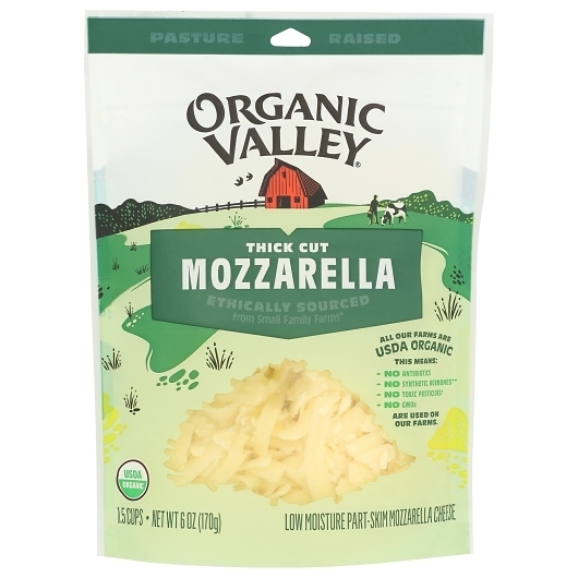 Organic Valley Thick Cut Shredded Mozzarella Cheese, 6 Ounce -- 12 per case