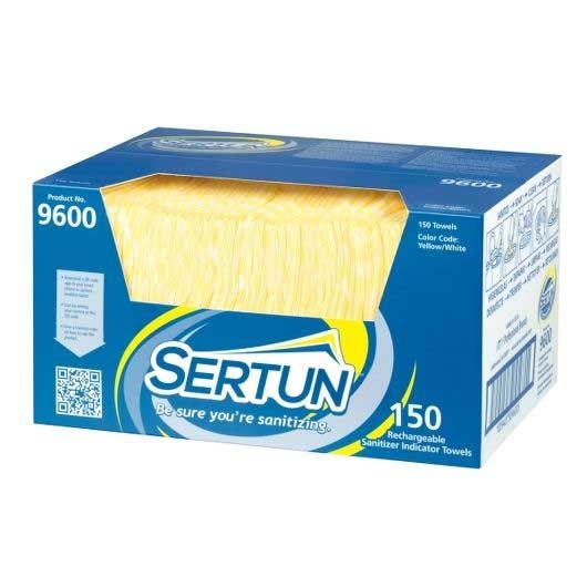 Sertun Yellow/White Rechargeable Sanitizing Indicator Towel, 3 1/2 x 18 inch -- 150 per case