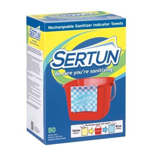 Sertun Yellow/White Rechargeable Sanitizing Indicator Towel, 3 1/2 x 18 inch -- 250 per case