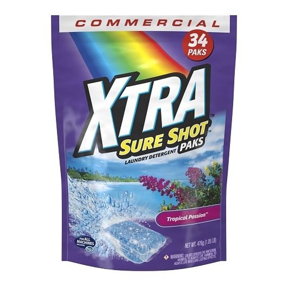 Xtra Sure Shot Tropical Passion Laundry Detergent Paks, 34 count -- 4 per case