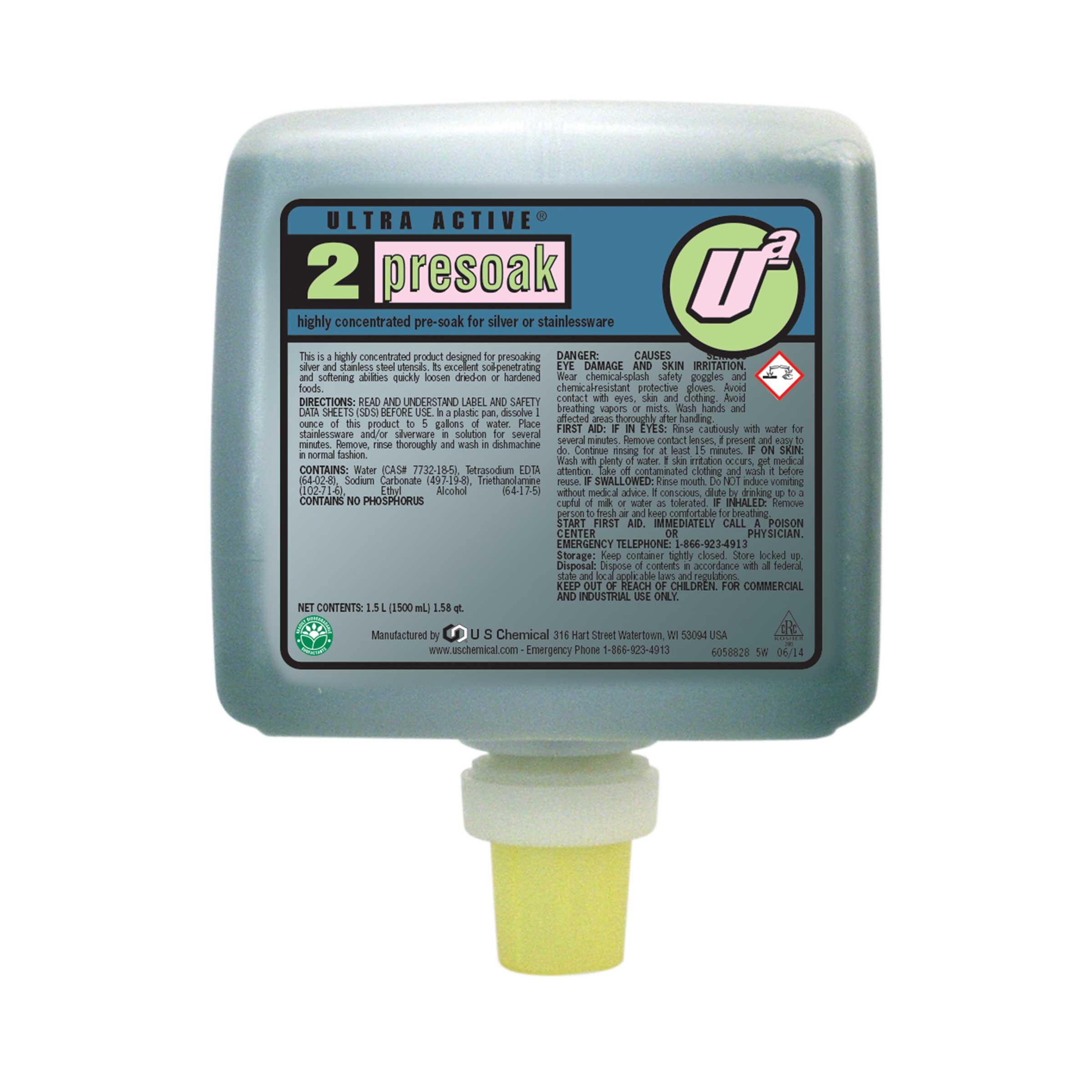 US Chemical Ultra Active Pre Soak Liquid, 1500 Milliliter -- 2 per case.