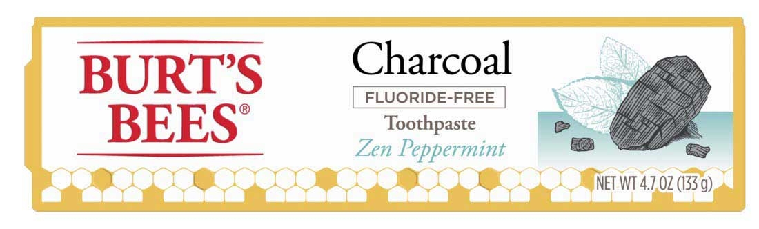 Burts Bees Flouride Free Charcoal Plus Whitening Zen Peppermint Toothpaste, 4.7 Ounce -- 12 per case
