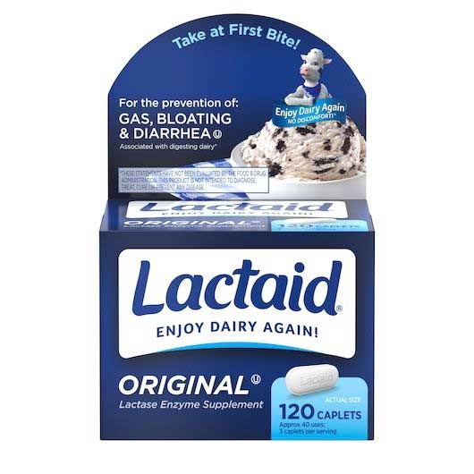 Lactaid Original Strength Caplets - 120 count per pack -- 24 packs per case
