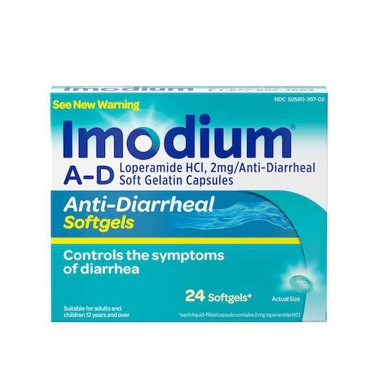 Imodium Anti Diarrheal Softgels - 24 count per pack -- 48 packs per case