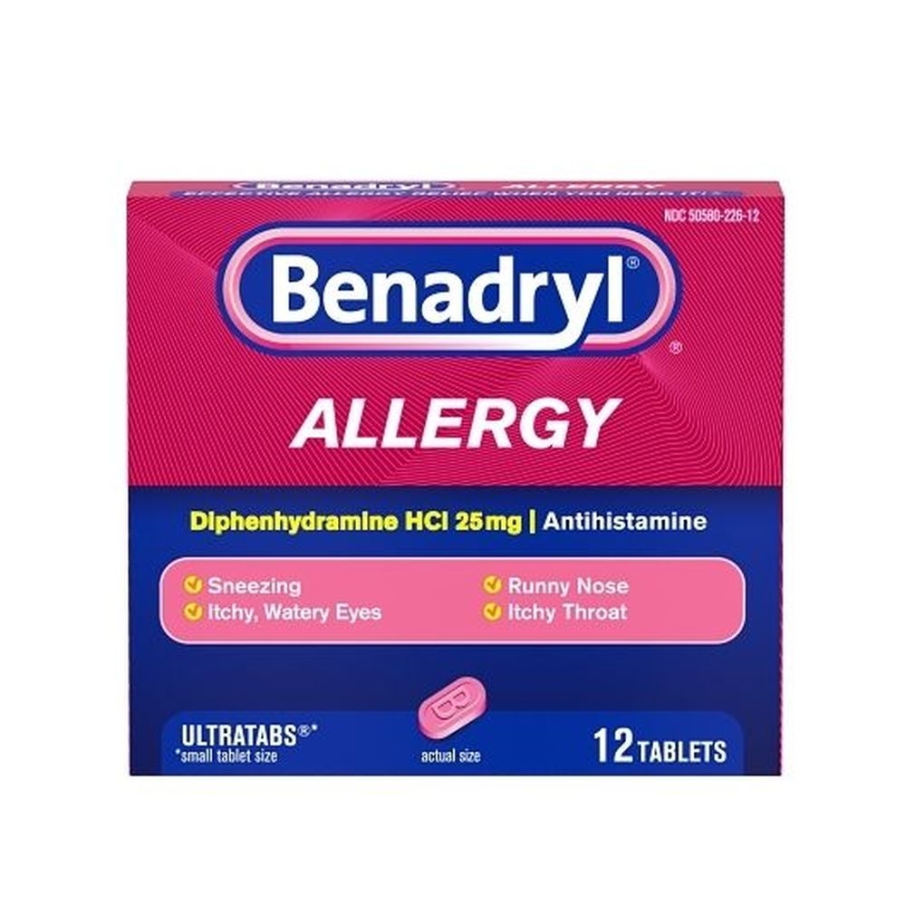 Benadryl Allergy Ultratabs Tablets with Allergy Relief and Diphenhydramine HCI, 12 count -- 24 per case