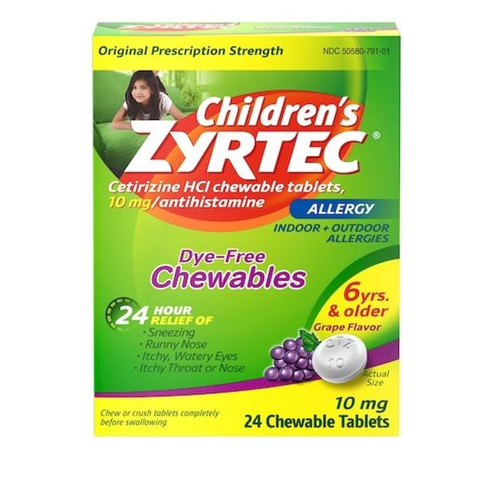 Zyrtec Allergy Medicine Chewable Tablets, 24 count -- 24 per case