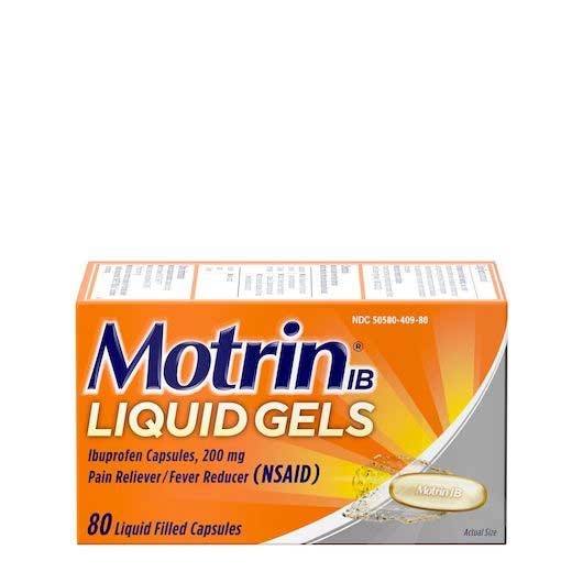 Motrin IB Ibuprofen Pain Reliever Fever Reducer Liquid Gel Capsules - 80 count per pack -- 24 packs per case