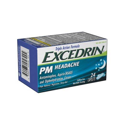 Excedrin PM Headache Caplets - 24 count per pack -- 24 packs per case