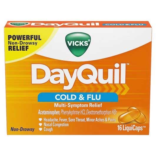 Vicks Dayquil Cold and Flu Relief Liquicaps - 16 count per pack -- 24 packs per case