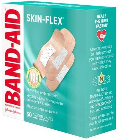 Band Aid Skin Flex Assorted Size Adhesive Bandage, 60 count per pack -- 24 per case.