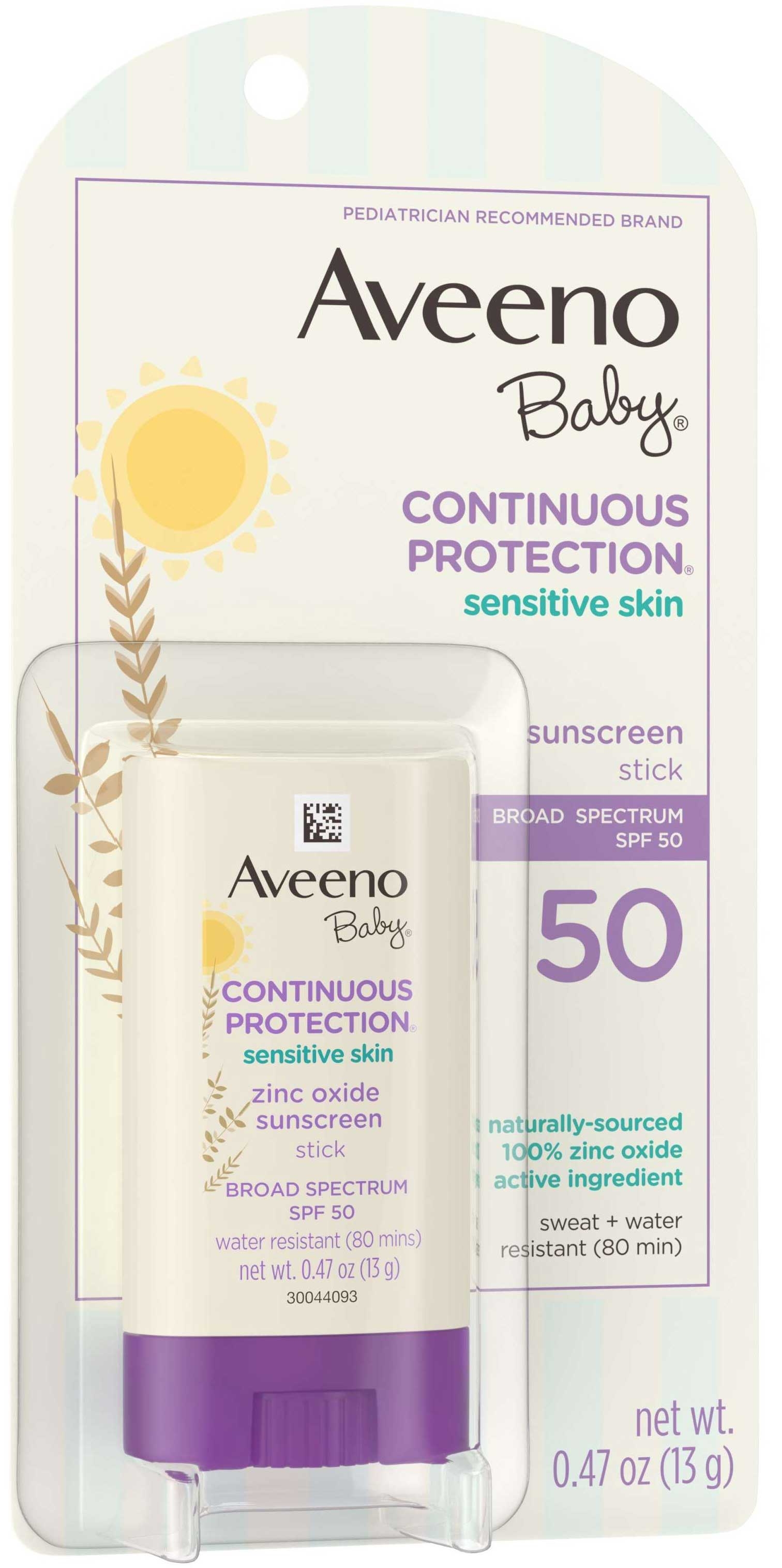 Aveeno Baby Continuous Protection SPF 50 Sunscreen Face Stick, 0.47 Ounce -- 12 per case