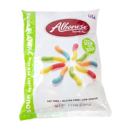 Albanese Sour Mini Neon Gummi Worms, 4.5 Pound -- 4 per case