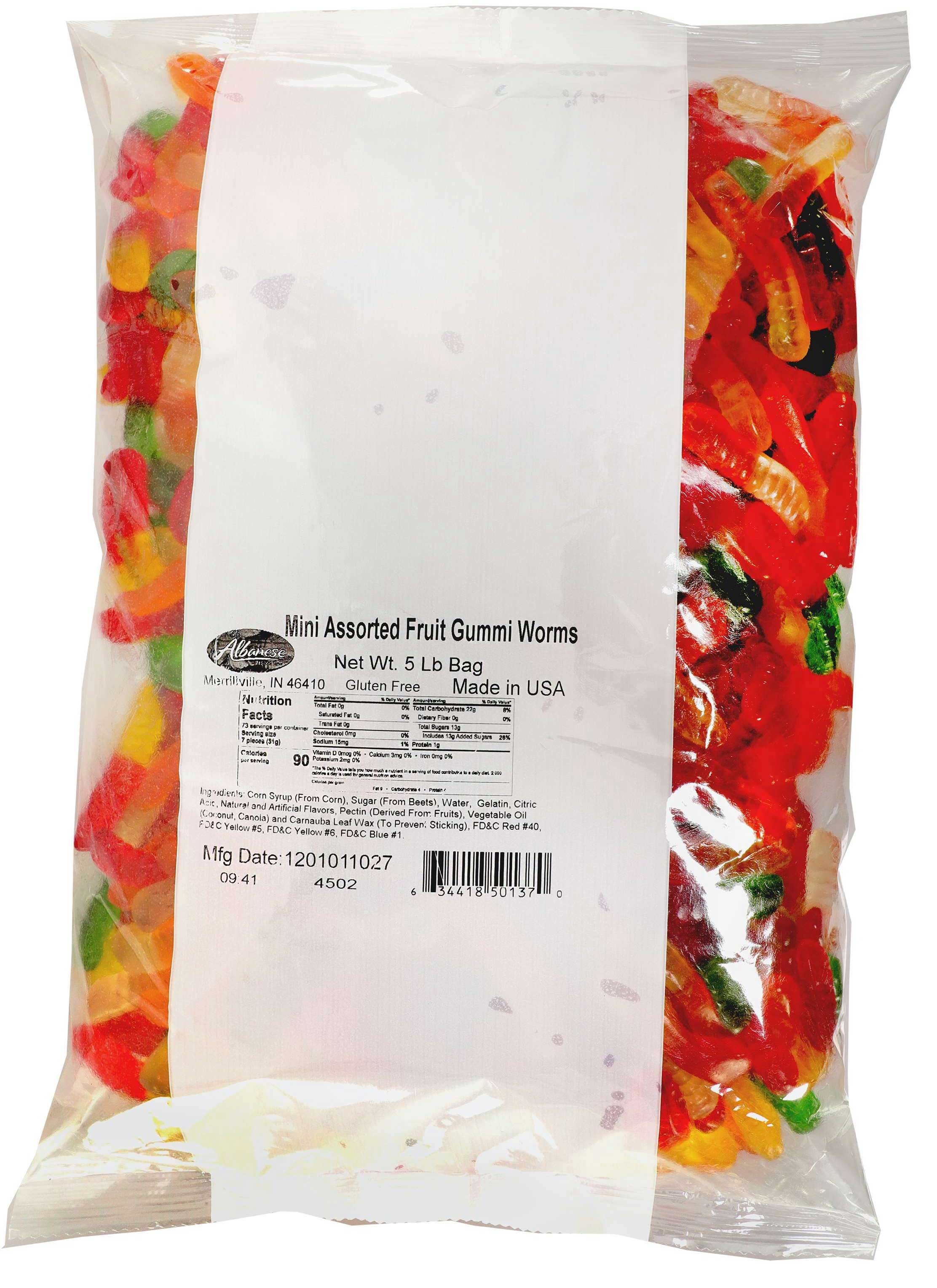 Albanese Mini Assorted Fruit Gummi Worms, 5 Pound -- 4 per case