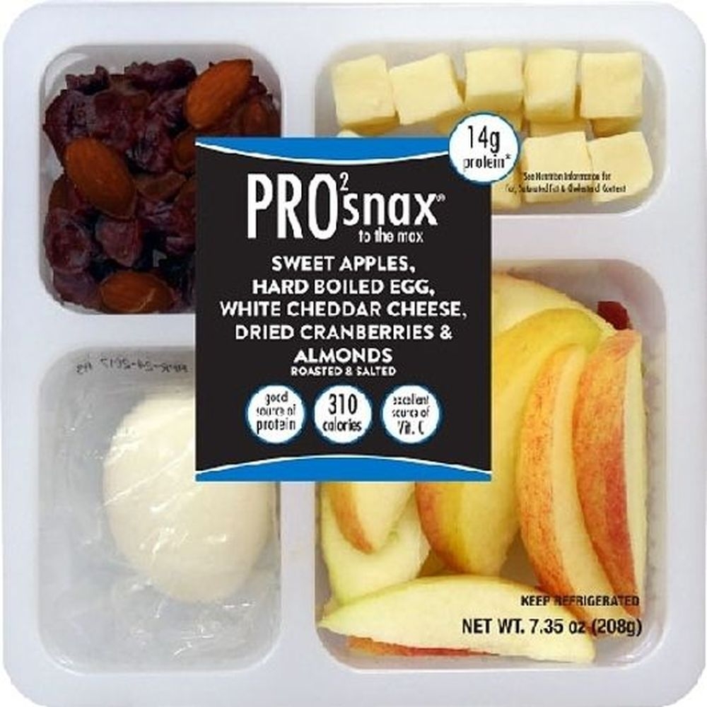 Pro2snax To The Max To The Max Sweet Apples Hard Boiled Egg White Cheddar Cheese Dried Cranberries and Almonds, 7.35 Ounce - 6 per case