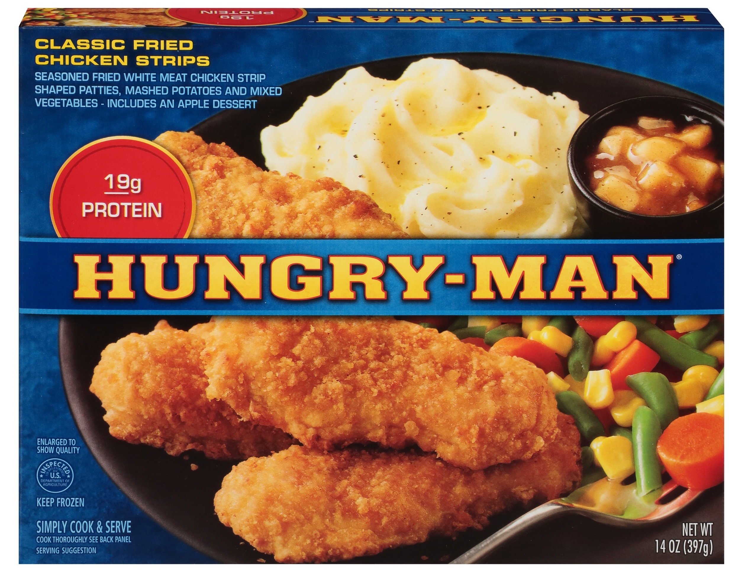 Hungry Man Fried Chicken Strips, 14 Ounce -- 8 per case.