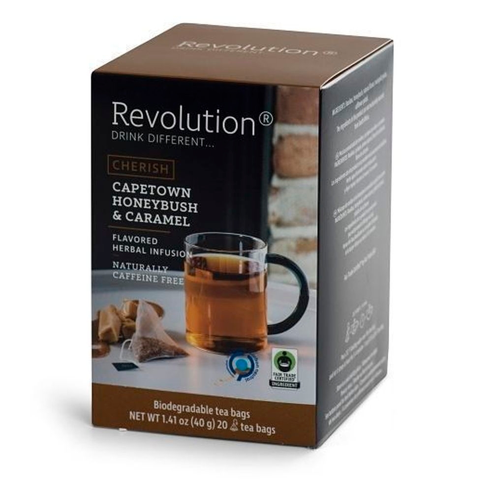 Revolution Capetown Honeybush and Caramel Flavored Herbal Infusion Tea Pyramid, 20 count -- 6 per case