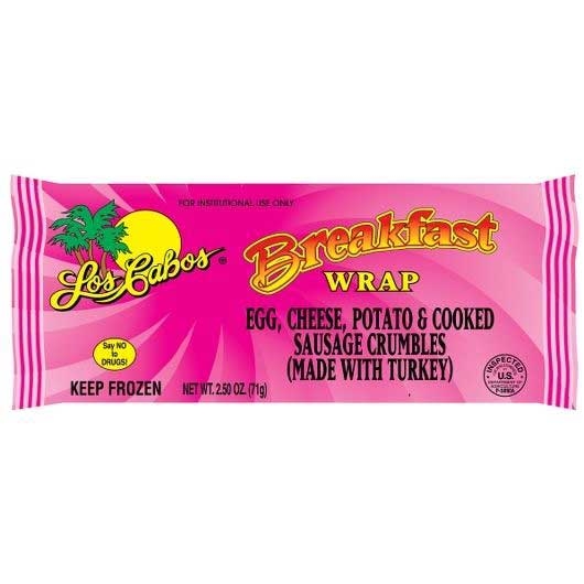 Los Cabos Egg and Cheese Potato Sausage Crumble Wrap, 2.5 Ounce -- 72 per case