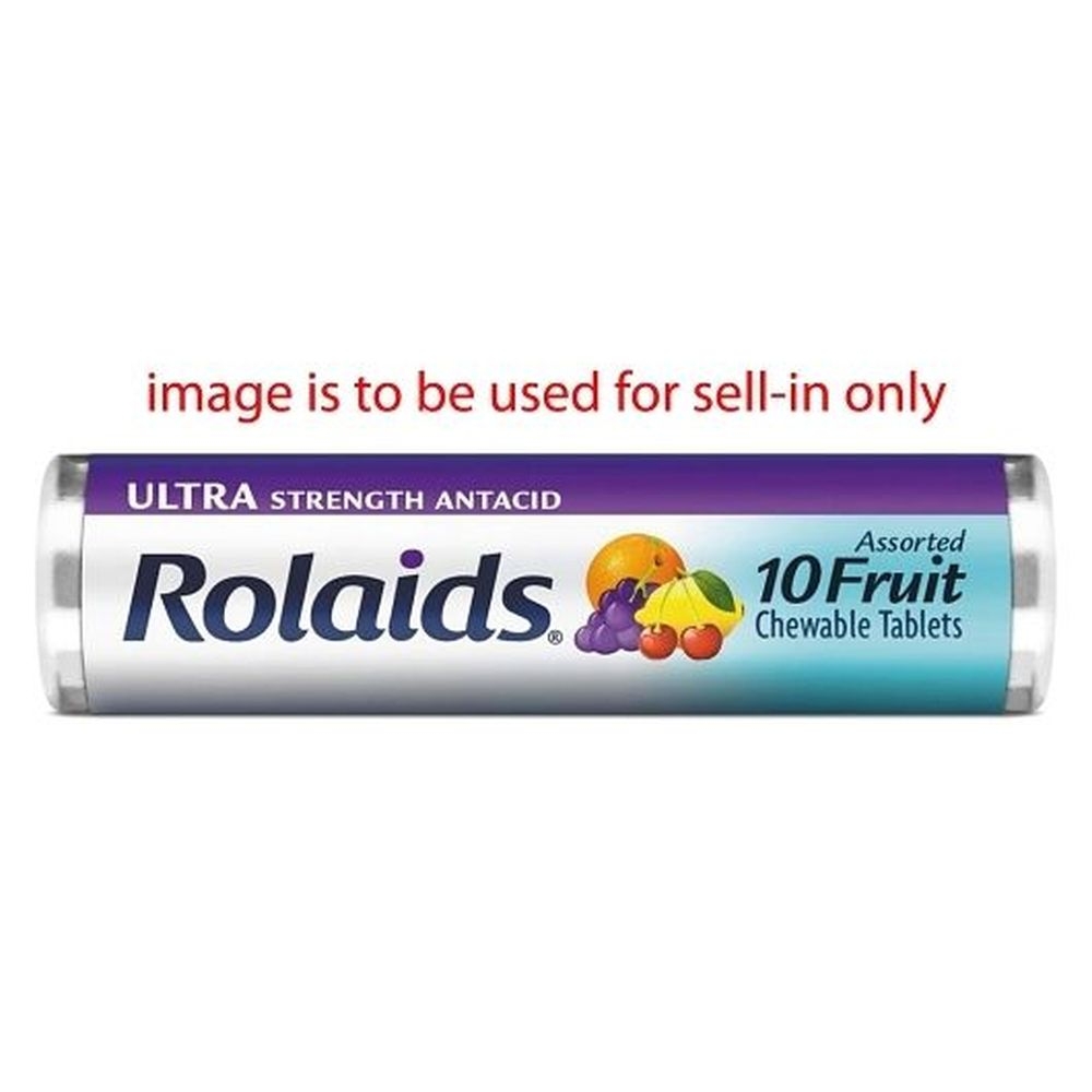 Rolaids Ultra Strength Multi-Symptom Assorted Fruit Stomach Chewable Tablet, 10 count - 288 per case