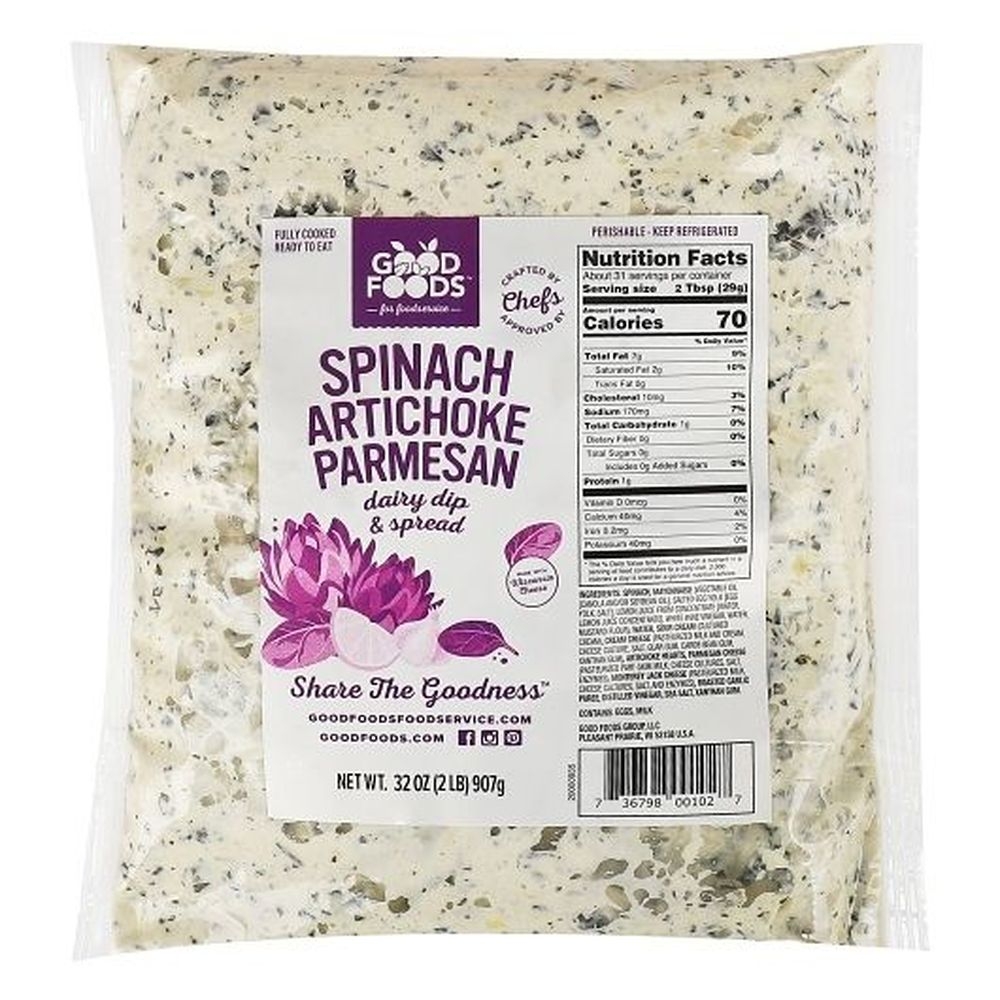 Good Foods Spinach Artichoke Parmesan Dip, 2 Pound -- 6 per case