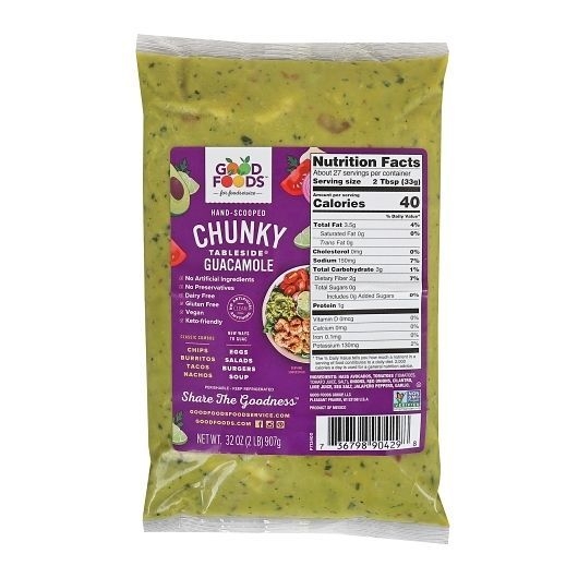 Good Foods Chunky Guacamole, 2 Pound -- 6 per case