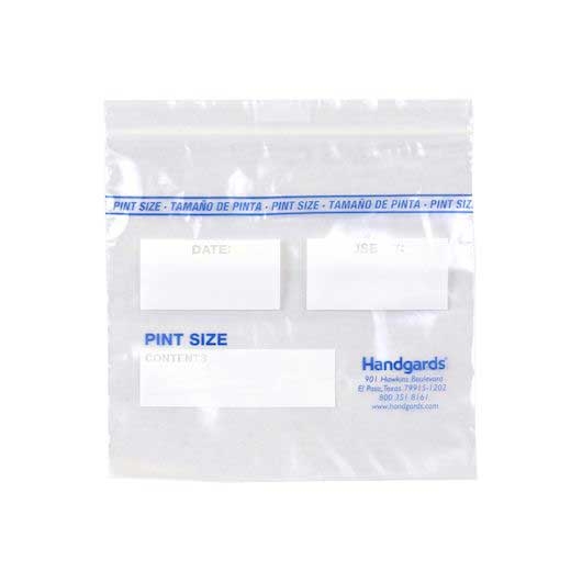 Handgards Zipgards Low Density Recloseable Pint Clear Flat Stack Storage Bag -- 500 per case