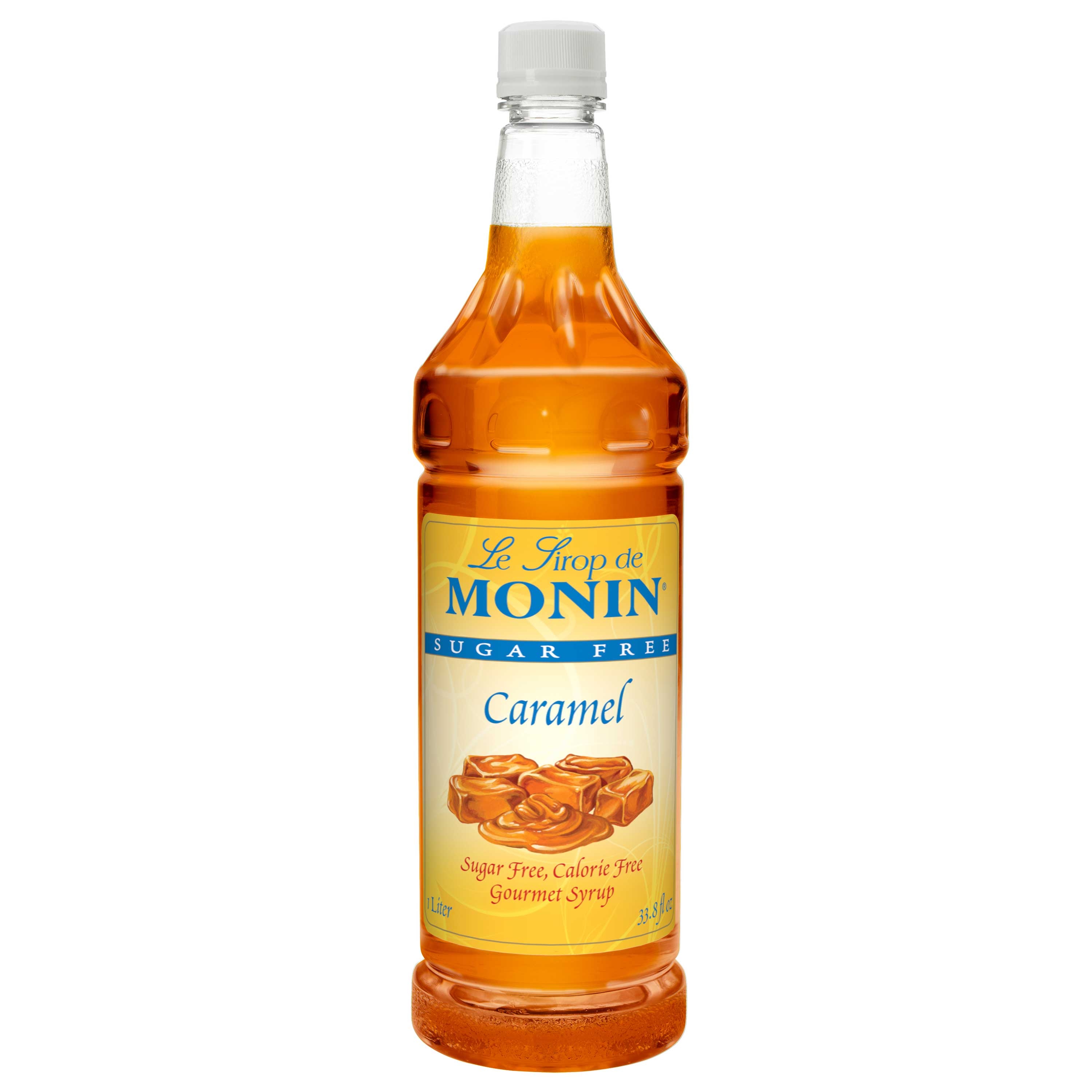 Monin Sugar Free Caramel Flavor Syrup, 1 Liter -- 4 per case.