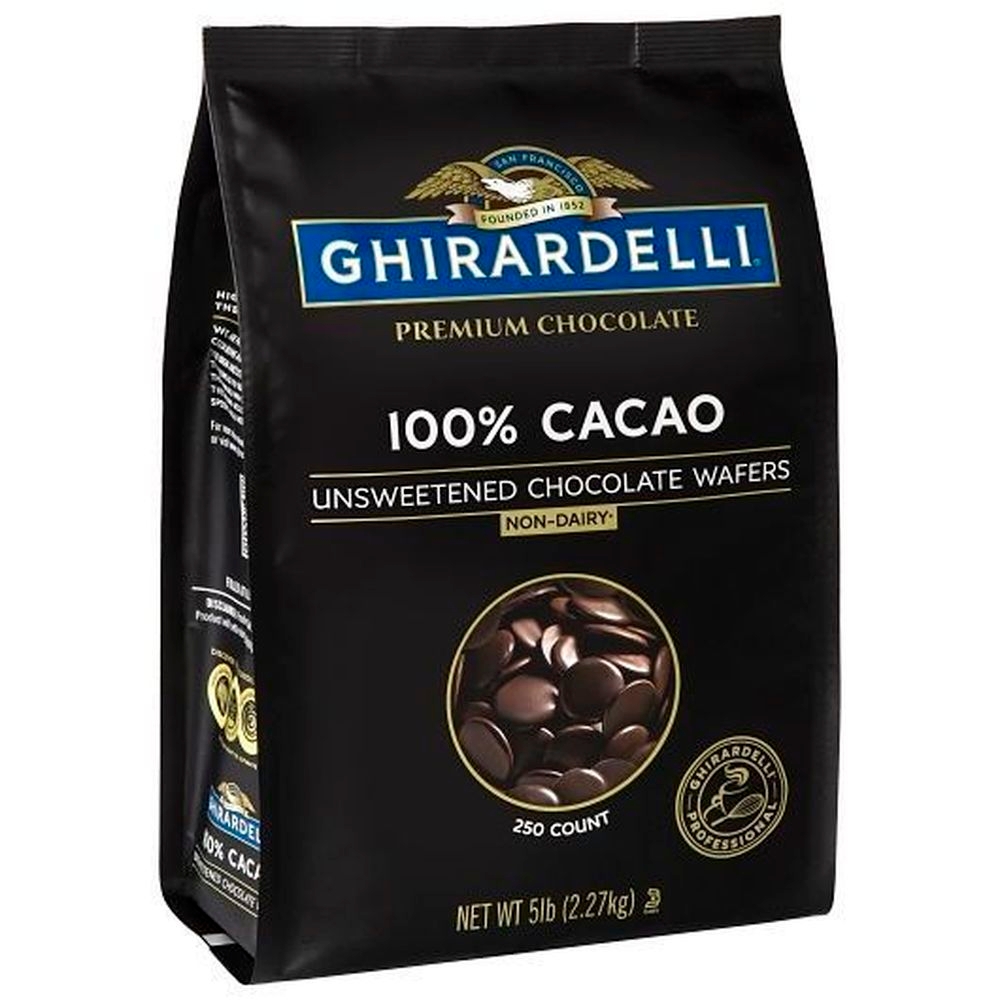 Ghirardelli 100 Percent Unsweetened Chocolate Wafer, 80 Ounce -- 2 per case