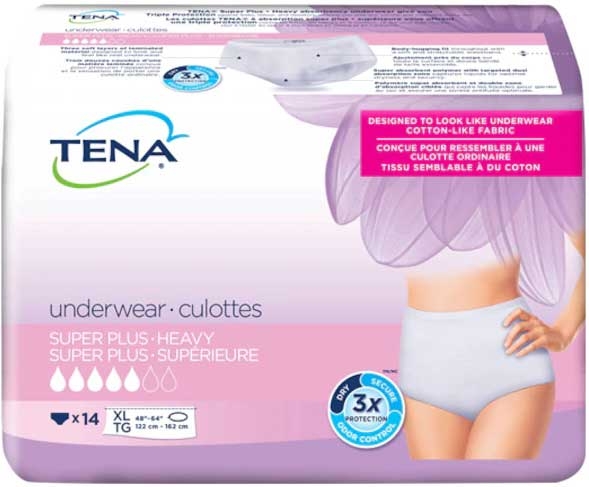 Tena Super Plus Extra Large Heavy Protective Underwear - 14 count per pack -- 4 packs per case