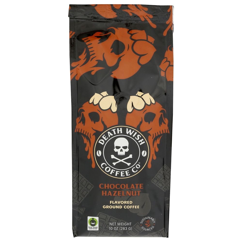 Death Wish Coffee Chocolate Hazelnut Ground Coffee, 10 Ounce -- 6 per case