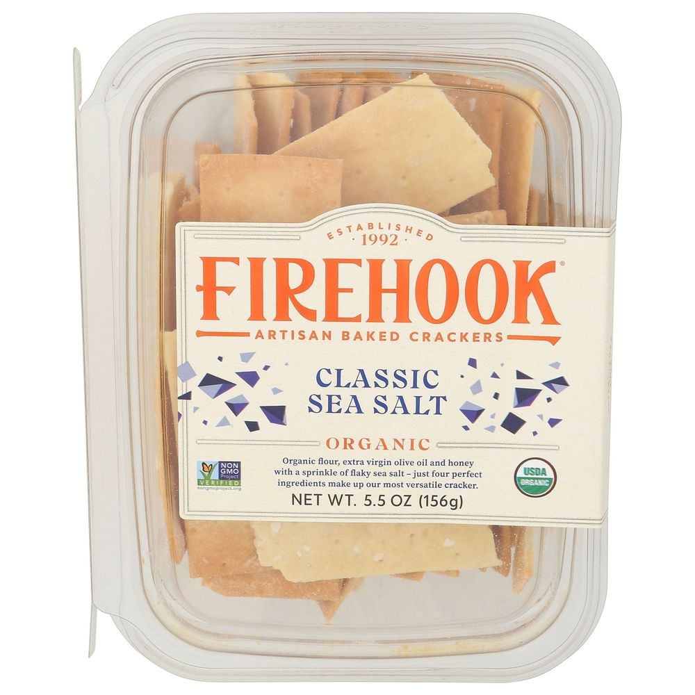 Firehook Organic Classic Sea Salt Crackers, 5.5 Ounce -- 8 per case