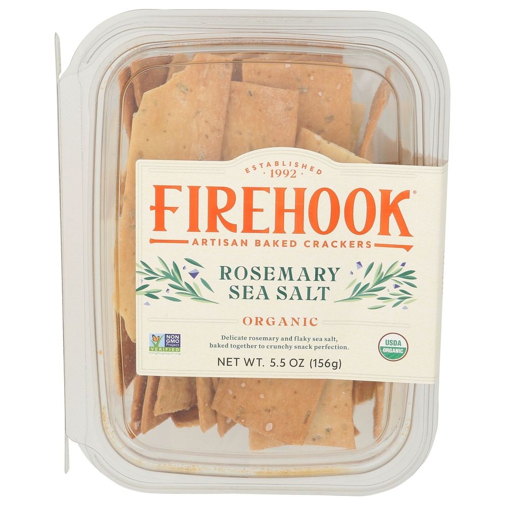 Firehook Organic Rosemary Sea Salt Crackers, 5.5 Ounce -- 8 per case