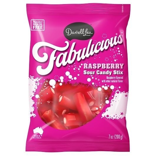 Darrell Lea Fabulicious Raspberry Sour Candy Stix, 7 Ounce -- 8 per case