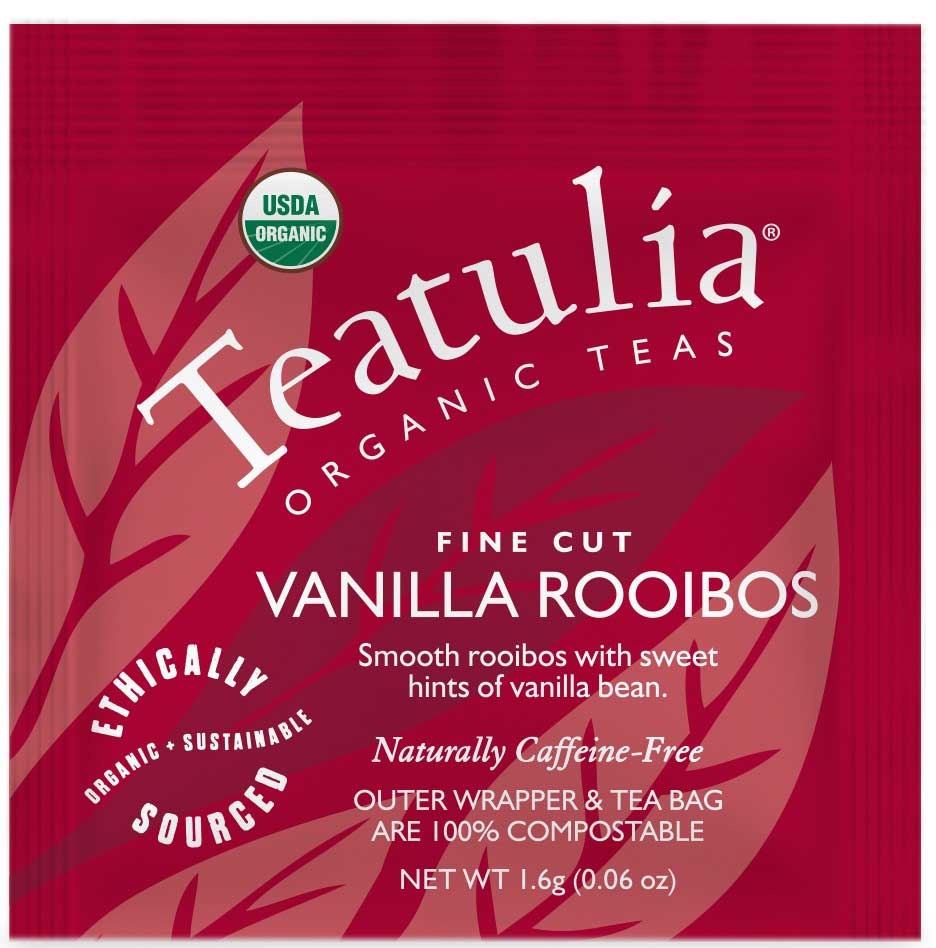 Teatulia Organic Vanilla Rooibos Wrapped Standard Tea -- 50 per case