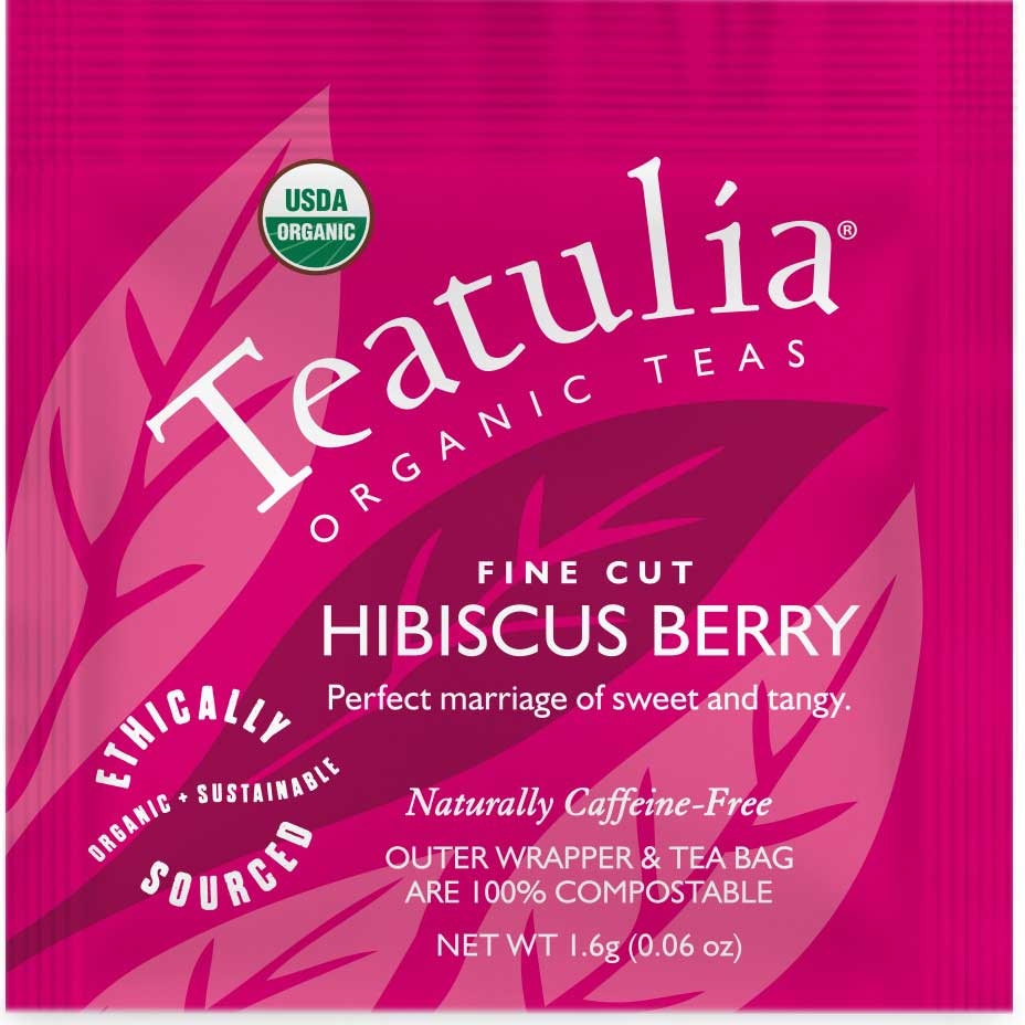 Teatulia Organic Hibiscus Berry Wrapped Standard Tea -- 50 per case