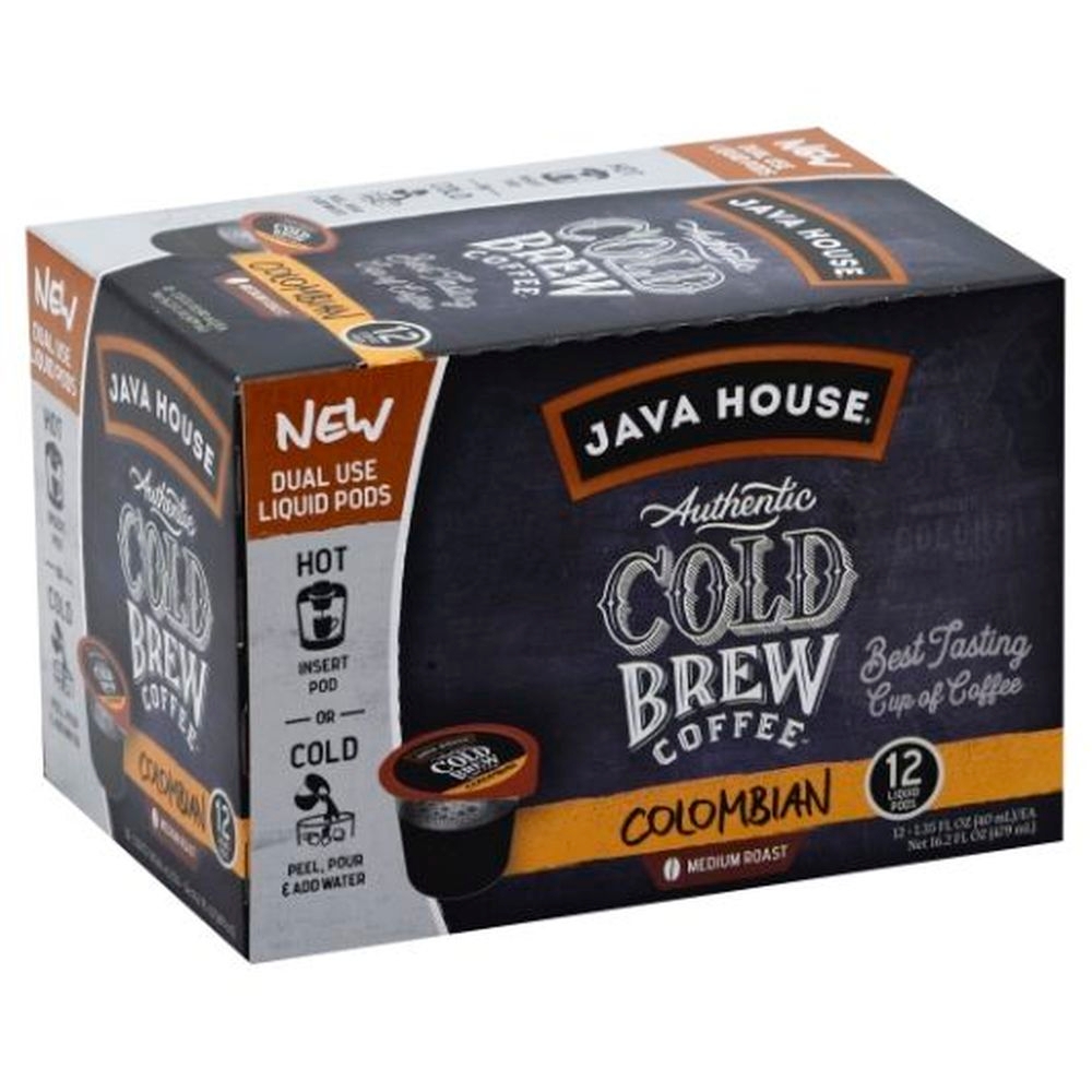 Java House Medium Roast Colombian Cold Brew Coffee Pods, 1.35 Fluid Ounce -- 4 per case