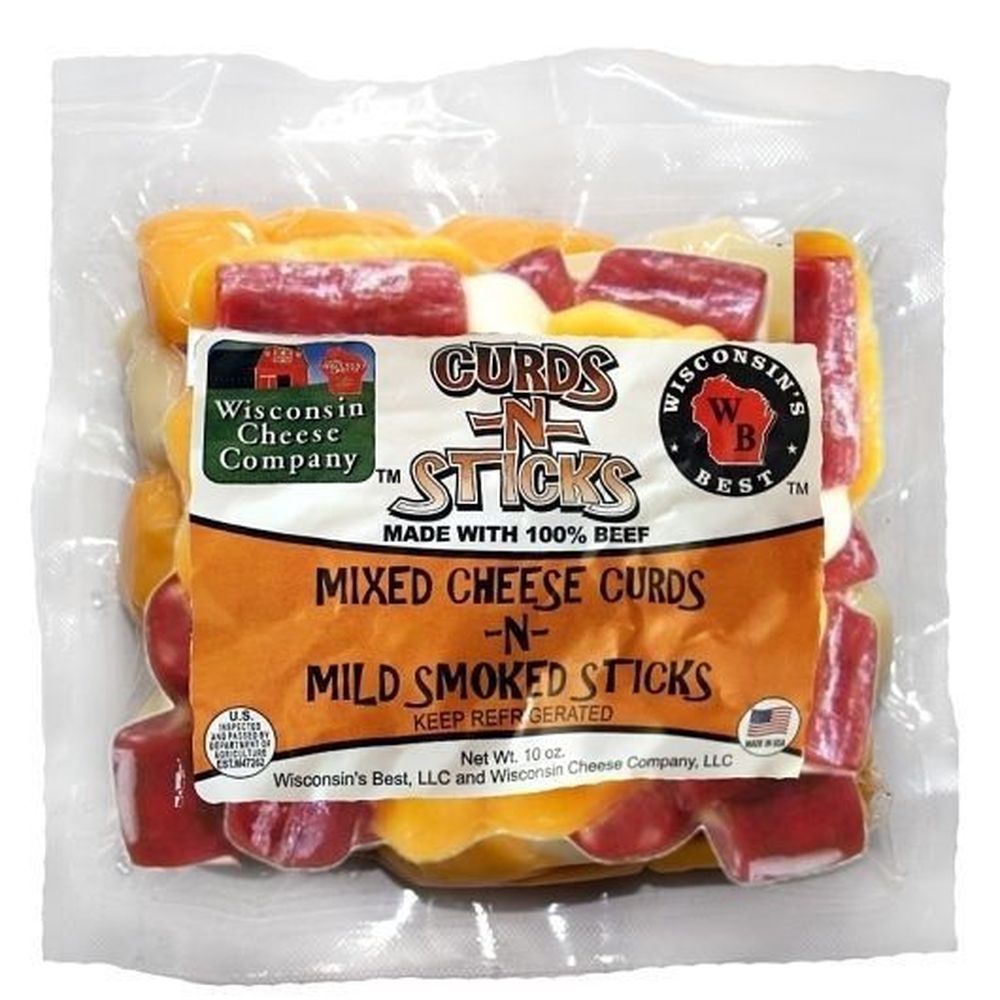 Wisconsins Best Mixed Cheese Curds N Mild Smoked Sticks, 10 Ounce -- 12 per case