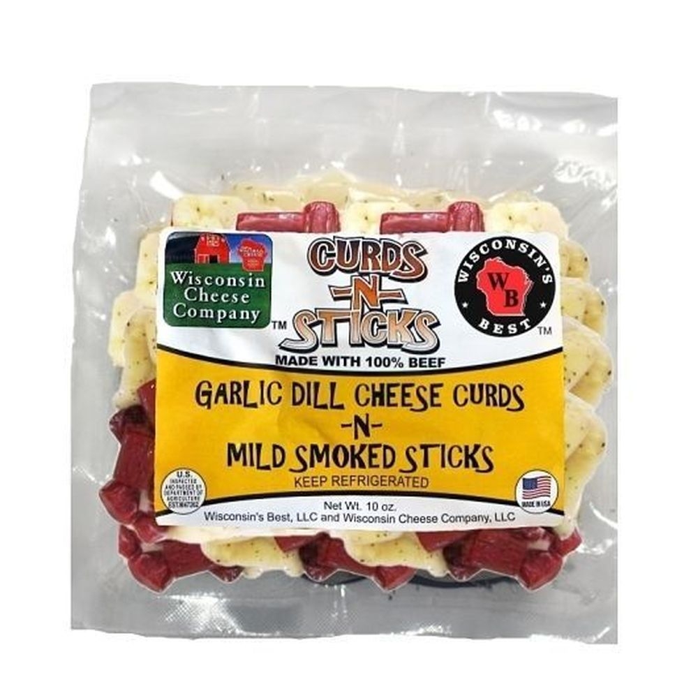 Wisconsins Best Garlic Dill Cheese Curds N Mild Smoked Sticks, 10 Ounce -- 12 per case