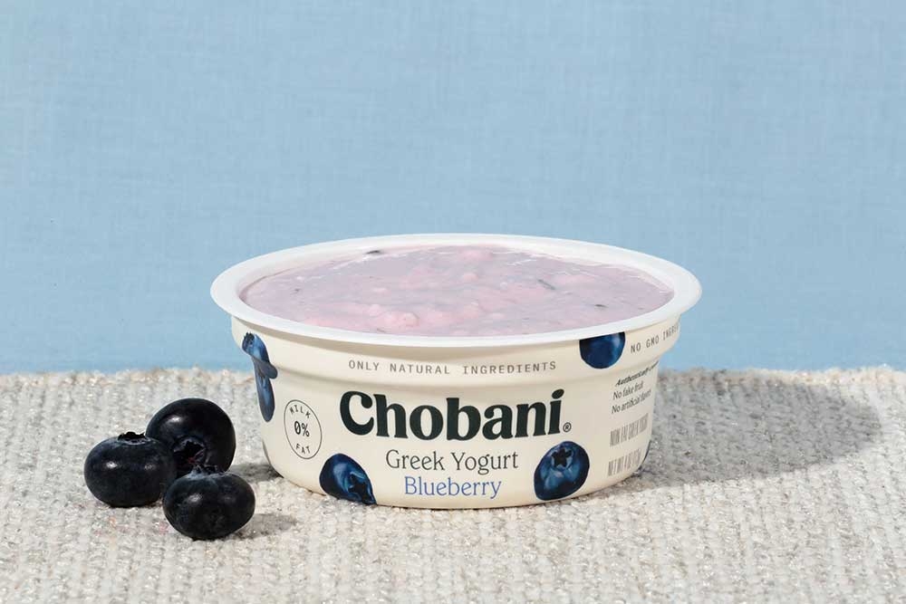 Chobani Blueberry Greek Yogurt, 4 Ounce -- 12 per case.