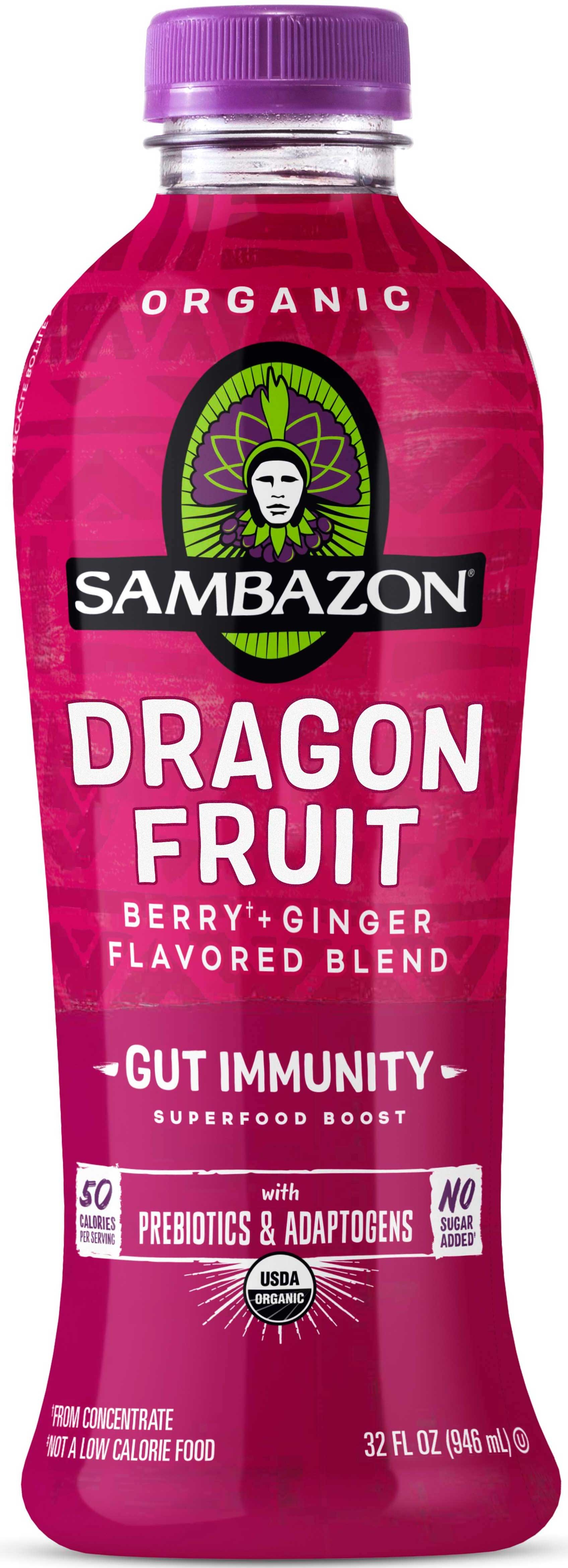 Sambazon Dragon Fruit Berry Ginger Blend Juice, 32 Fluid Ounce -- 6 per case